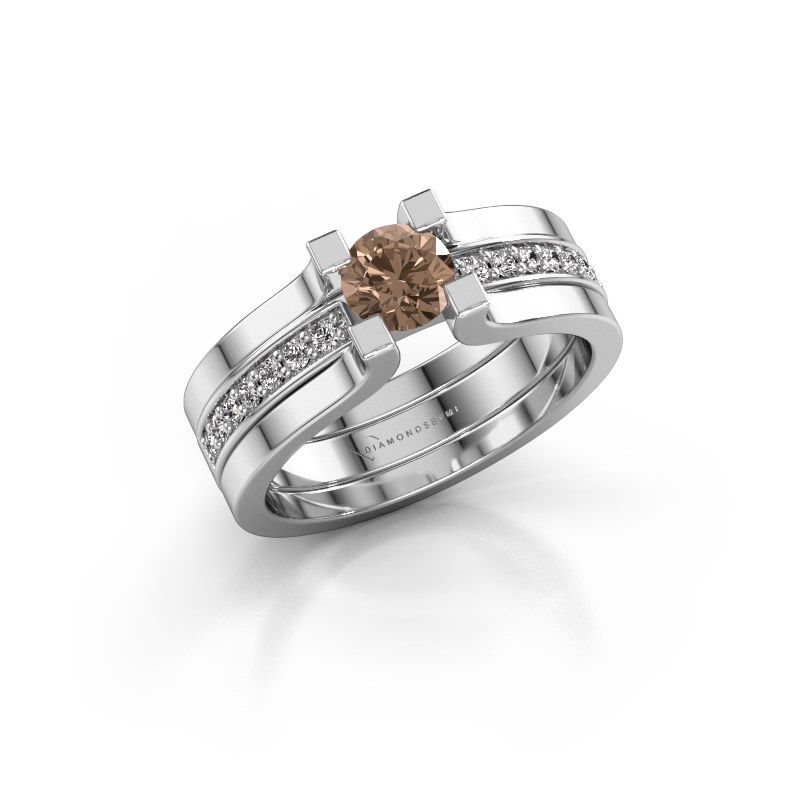 Afbeelding van Verlovingsring Myrthe 950 platina bruine diamant 0.668 crt