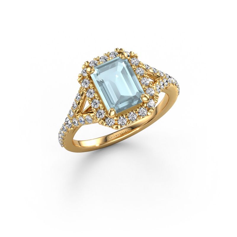 Engagement ring Kimber EME 585 gold aquamarine 8x6 mm