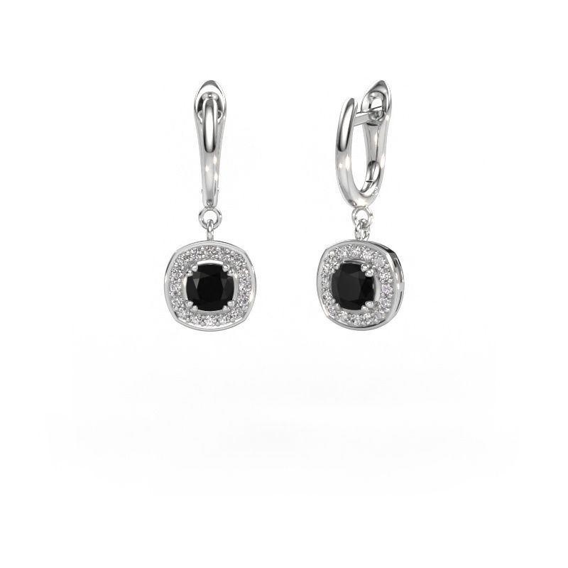 Pendants d'oreilles Marlotte 1 585 or blanc diamant noir 0.70 crt
