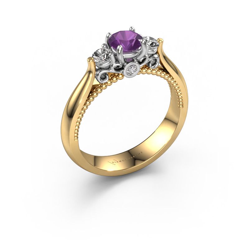 Engagement ring Tiffani 585 gold amethyst 5 mm