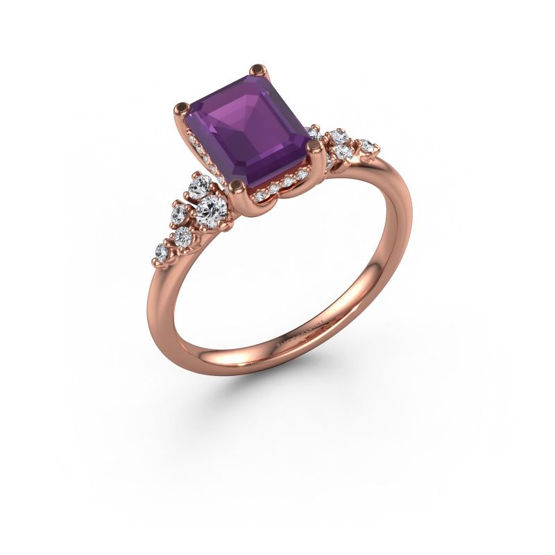 Engagement ring Emma EME 585 rose gold amethyst 8x6 mm
