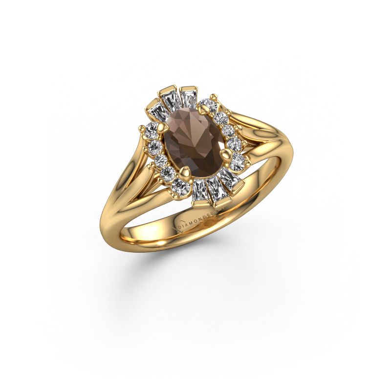 Image of Engagement ring Andrea 585 gold smokey quartz 7x5 mm