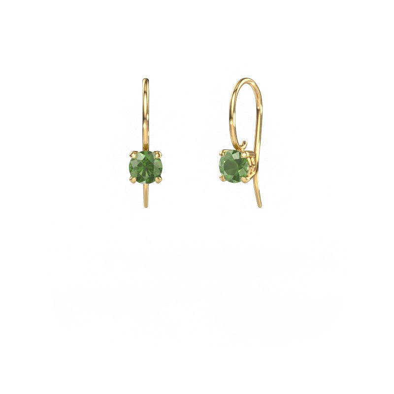 Ohrhänger Cleo RND 585 Gold Turmalin grün 5 mm