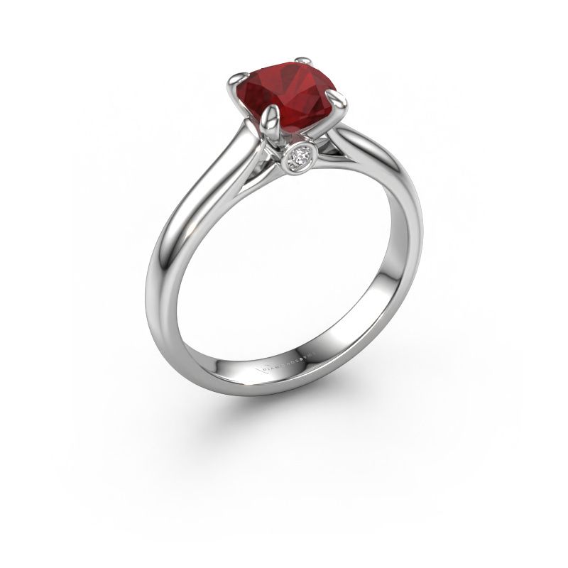 Engagement ring Valorie cus 1 950 platinum ruby 6 mm