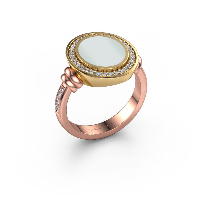 Zegelring Servie 2 585 rosé goud groene lagensteen 12x10 mm
