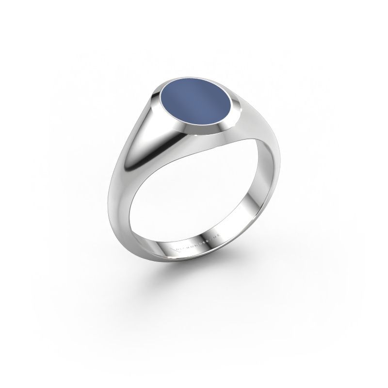 Pinky Ring Herman 1 585 Weißgold Blau Lagenstein 10x8 mm