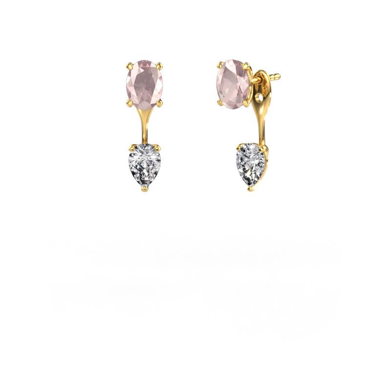 Drop earrings Kate OVL-PER 585 gold morganite champagne 7x5 mm