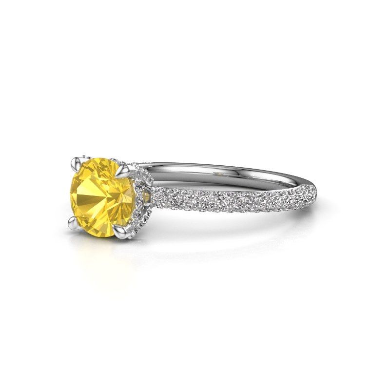 Image of Engagement ring saskia rnd 2<br/>950 platinum<br/>Yellow sapphire 6.5 mm