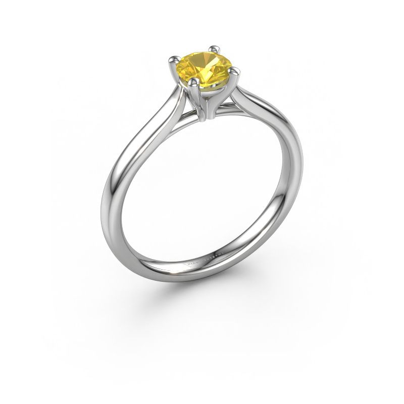 Verlovingsring Mignon RND 1 585 witgoud gele saffier 5 mm