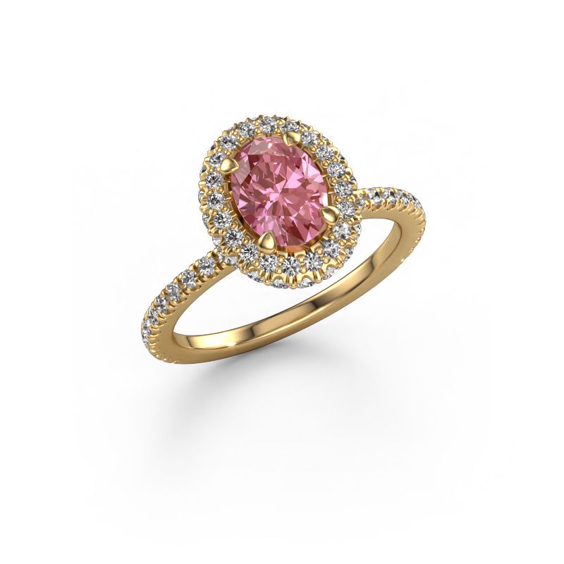 Engagement ring Talitha OVL 585 gold pink lab grown diamond 7x5 mm