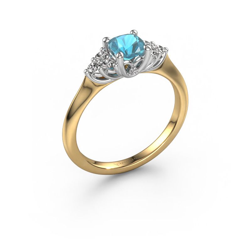 Bague de fiançailles Felipa CUS 585 or jaune topaze bleue 5 mm