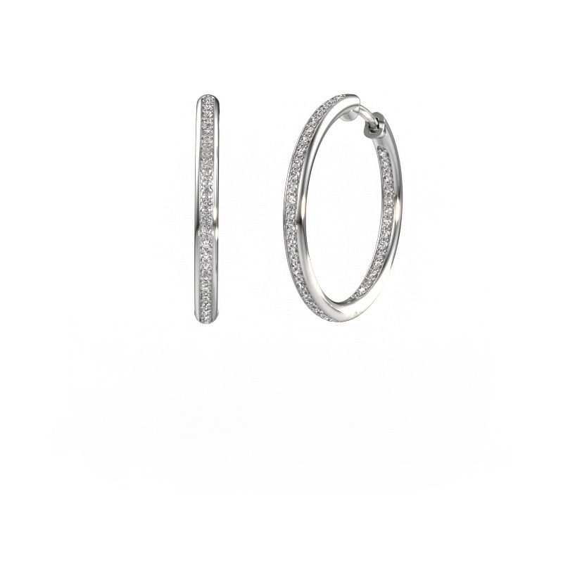 Créoles Sina 20mm 585 or blanc diamant 0.536 crt