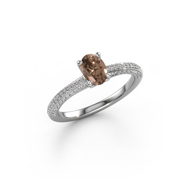 Verlovingsring Elenore ovl 950 platina bruine diamant 0.60 crt