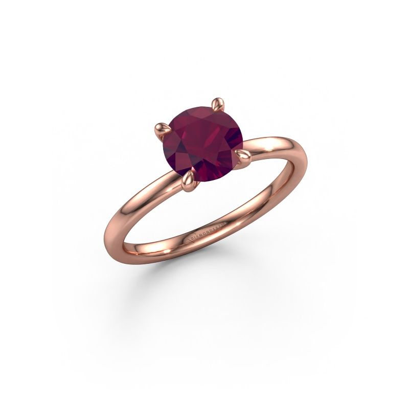 Verlovingsring Crystal RND 1 585 rosé goud rhodoliet 6.8 mm