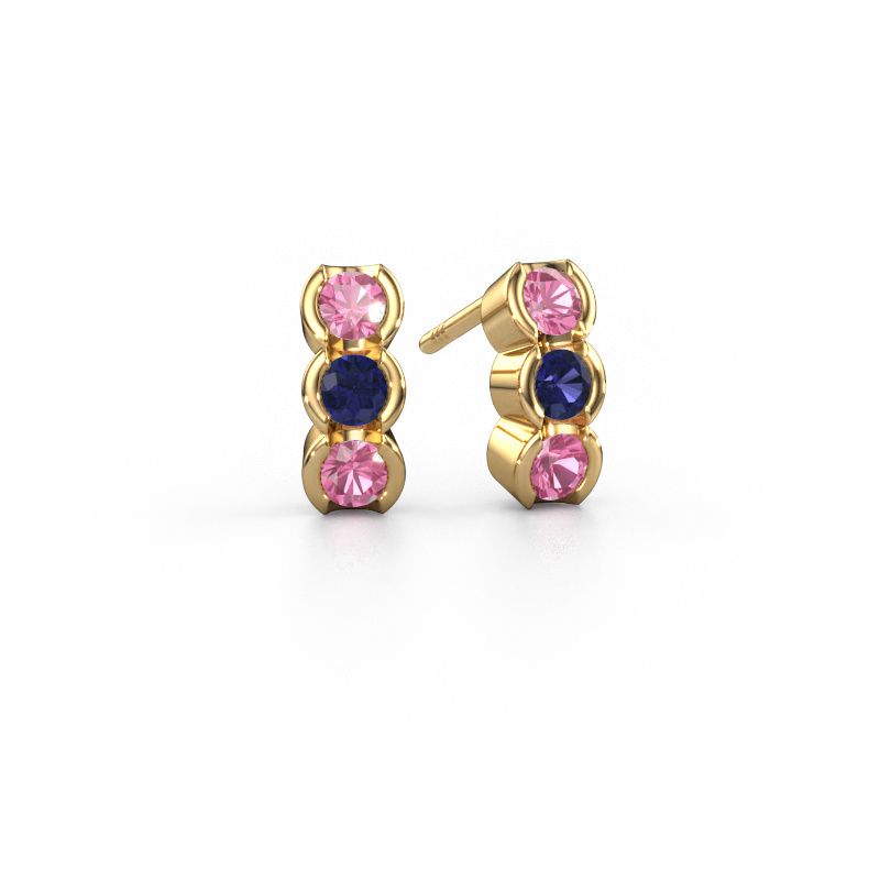 Boucles d'oreilles Lotte 585 or jaune saphir rose 3 mm