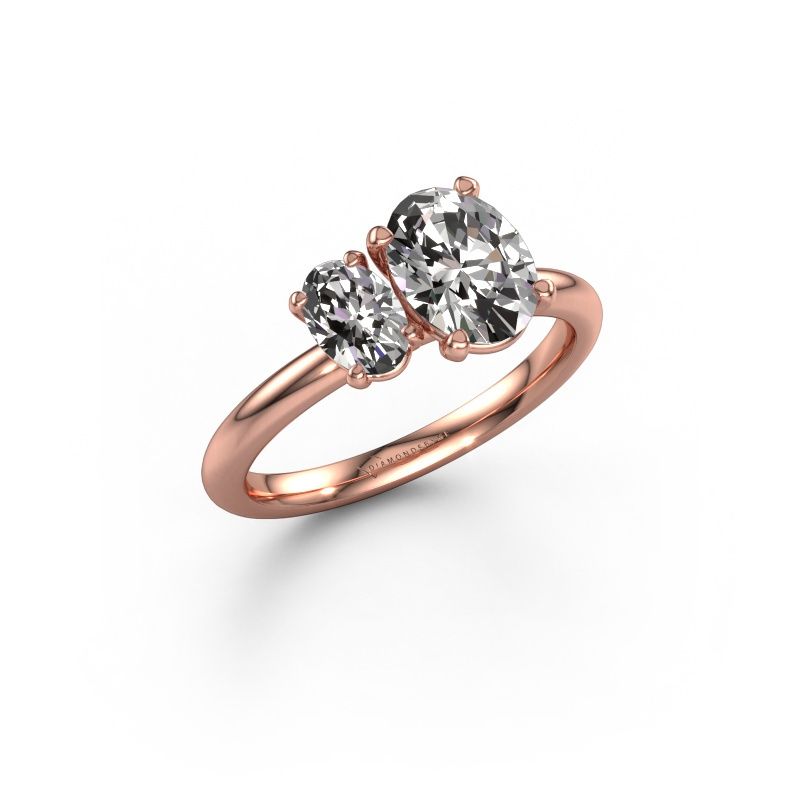 Engagement ring Toi et Moi OVL-OVL 585 rose gold lab grown diamond 1.50 crt
