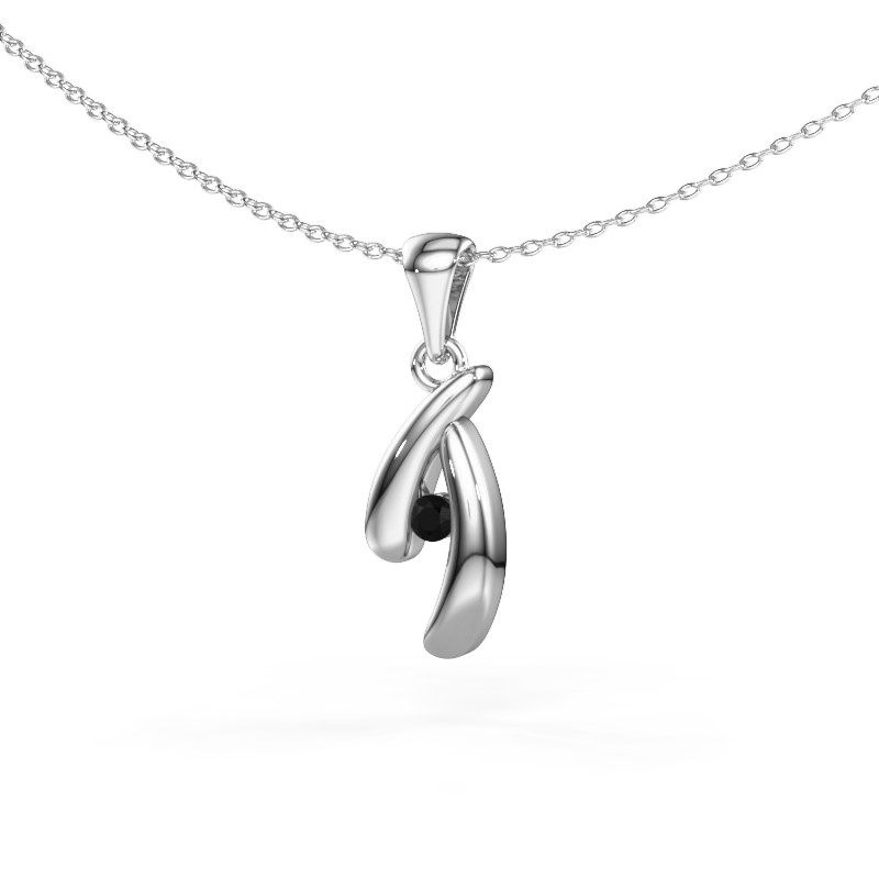 Pendentif Jinke 585 or blanc diamant noir 0.072 crt