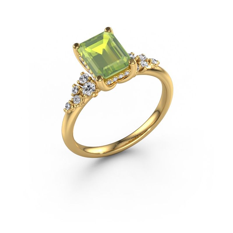 Verlovingsring Emma EME 585 goud peridoot 8x6 mm