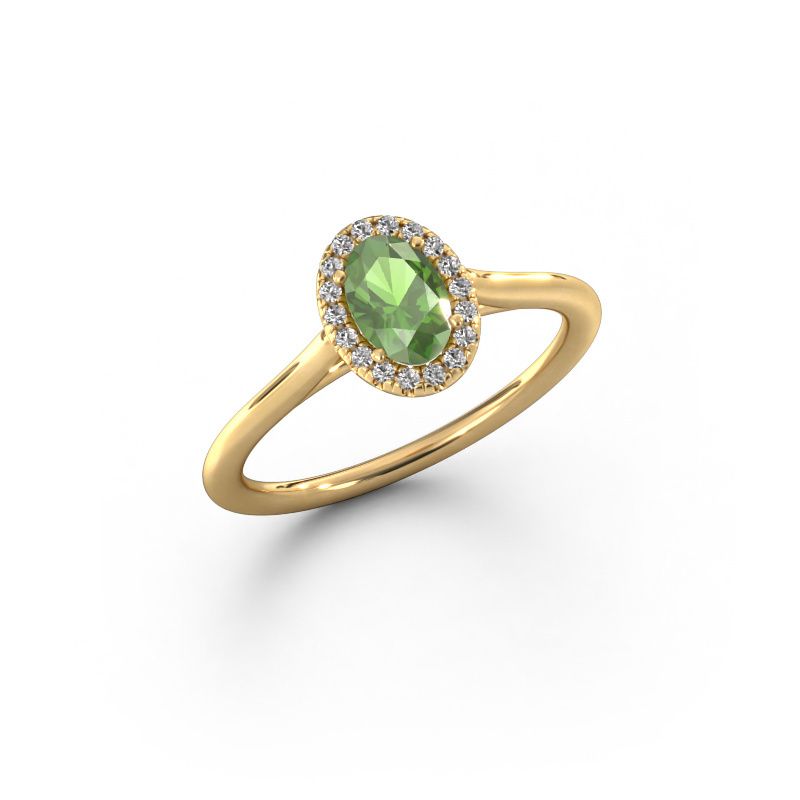 Bague de fiançailles Seline ovl 1 585 or jaune vert tourmaline 6x4 mm