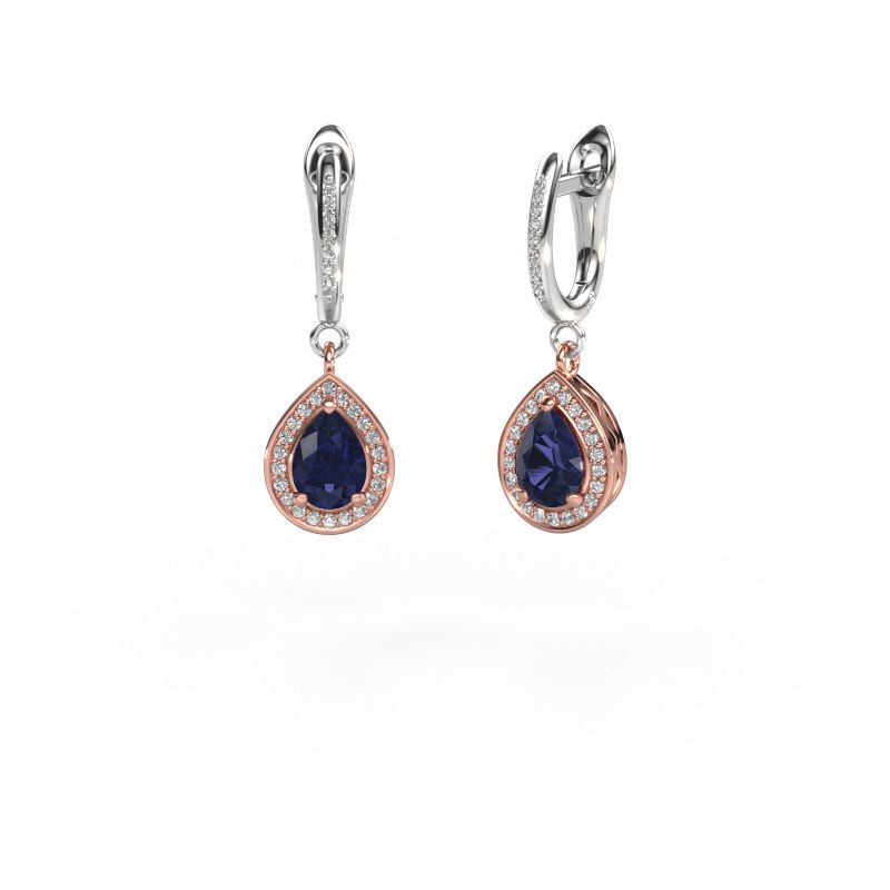 Drop earrings Ginger 2 585 rose gold sapphire 7x5 mm