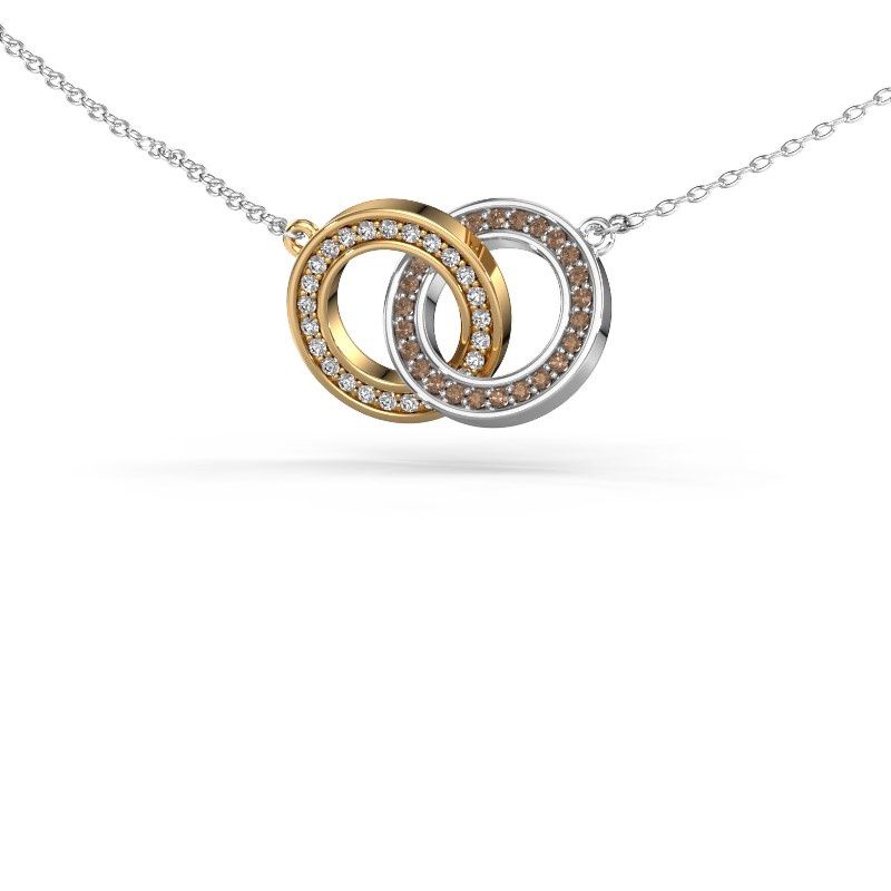 Necklace Circles 2 585 gold brown diamond 0.25 crt