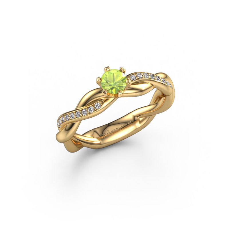 Bague de fiançailles Page 585 or jaune péridot 5.4 mm