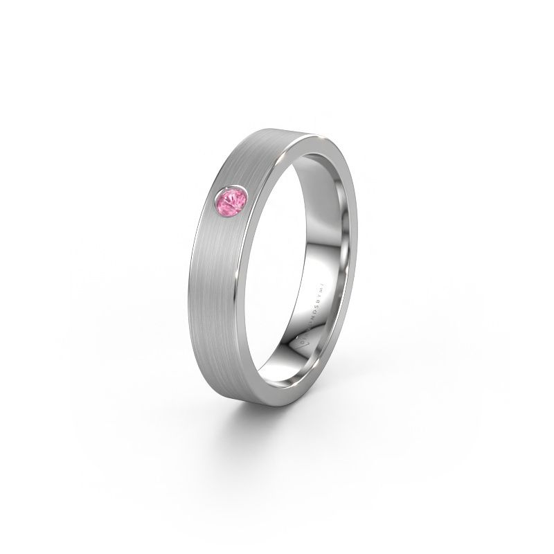 Wedding ring WH0101L14AM 585 white gold pink sapphire ±4x1.7 mm