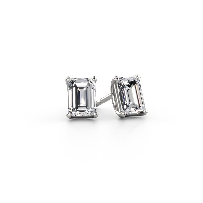 Clous d'oreilles Sam EME 585 or blanc zircone 7x5 mm