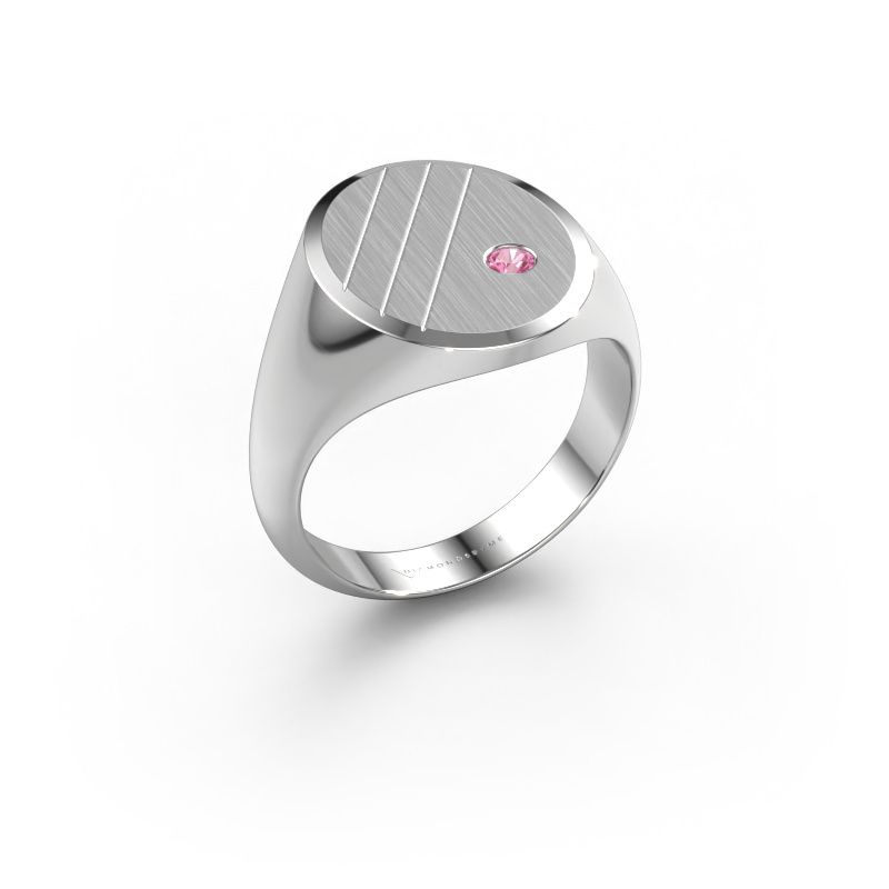 Zegelring Wesley 4 950 platina roze saffier 2.5 mm