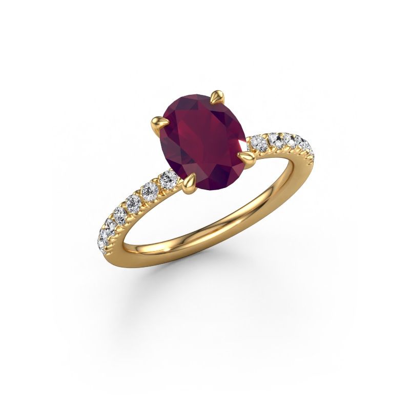 Engagement ring Crystal OVL 2 585 gold rhodolite 9x7 mm