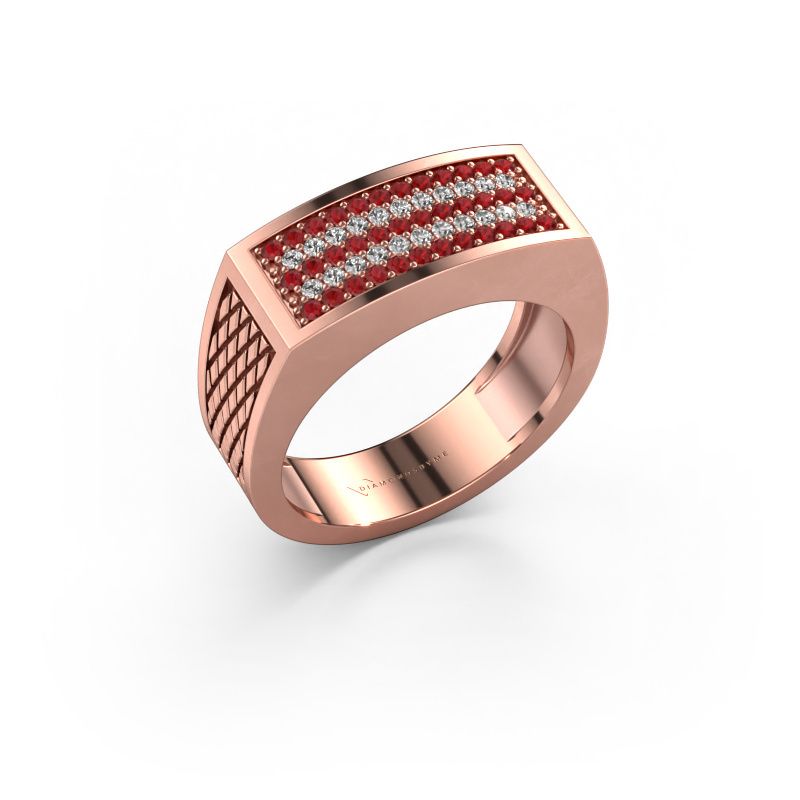 Bague pour homme Erwin 585 or rose rubis 1.2 mm