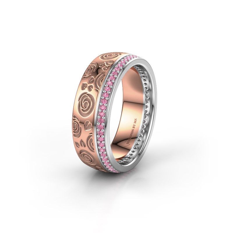 Image of Wedding ring WH2066L27D<br/>585 rose gold ±7x2.4 mm<br/>Pink sapphire 1 mm