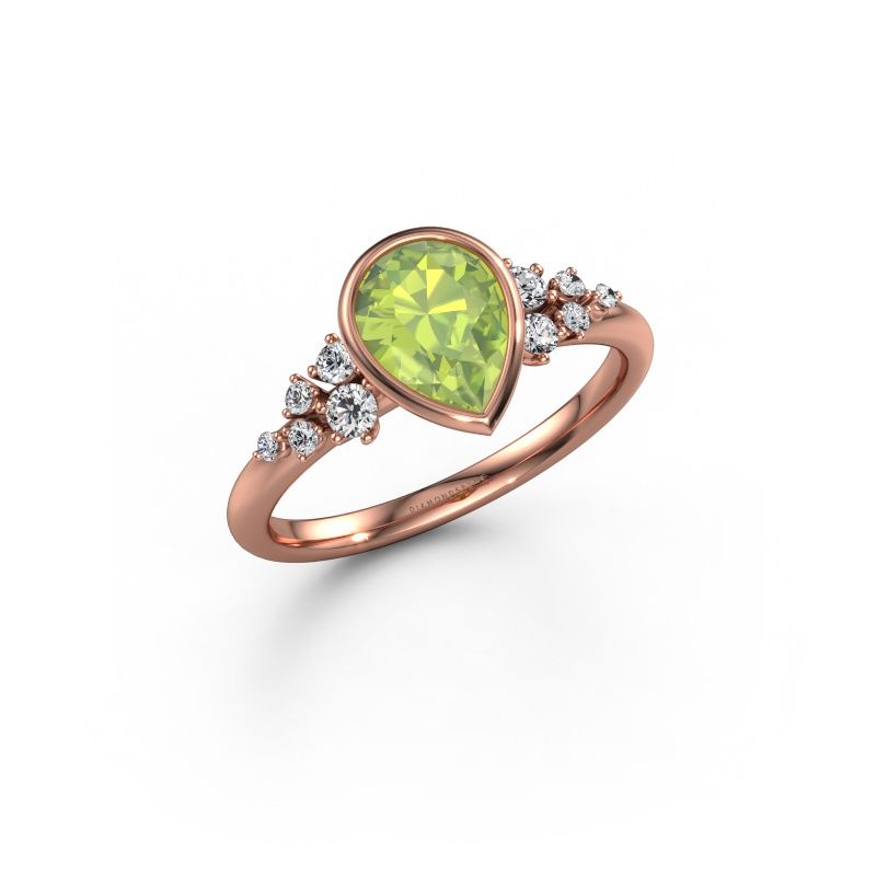 Bague de fiançailles Aliyah PER 585 or rose péridot 8x6 mm