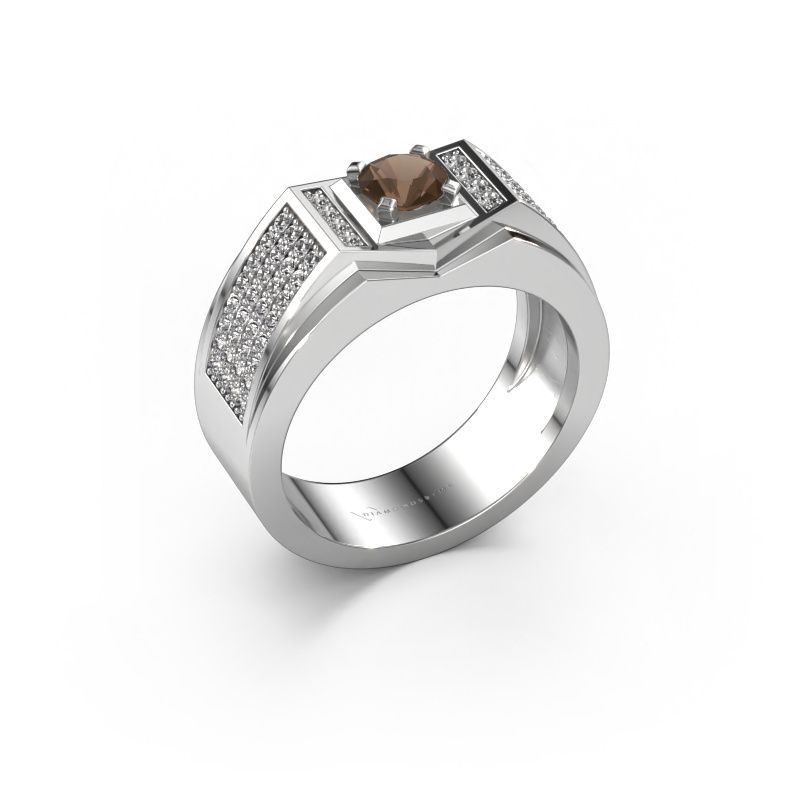 Bague pour homme Marcel 950 platine quartz fumé 5 mm