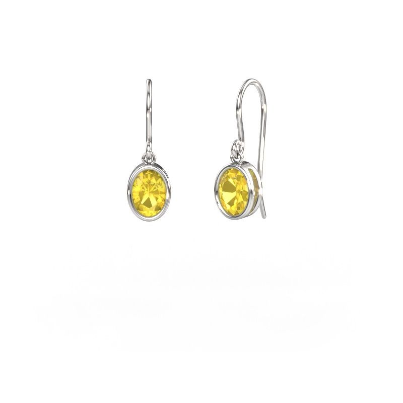 Earrings Lavon OVL 585 white gold yellow sapphire 7x5 mm