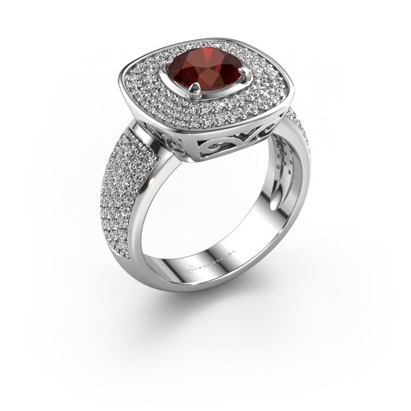 Ring Eliana 585 Weißgold Granat 6 mm
