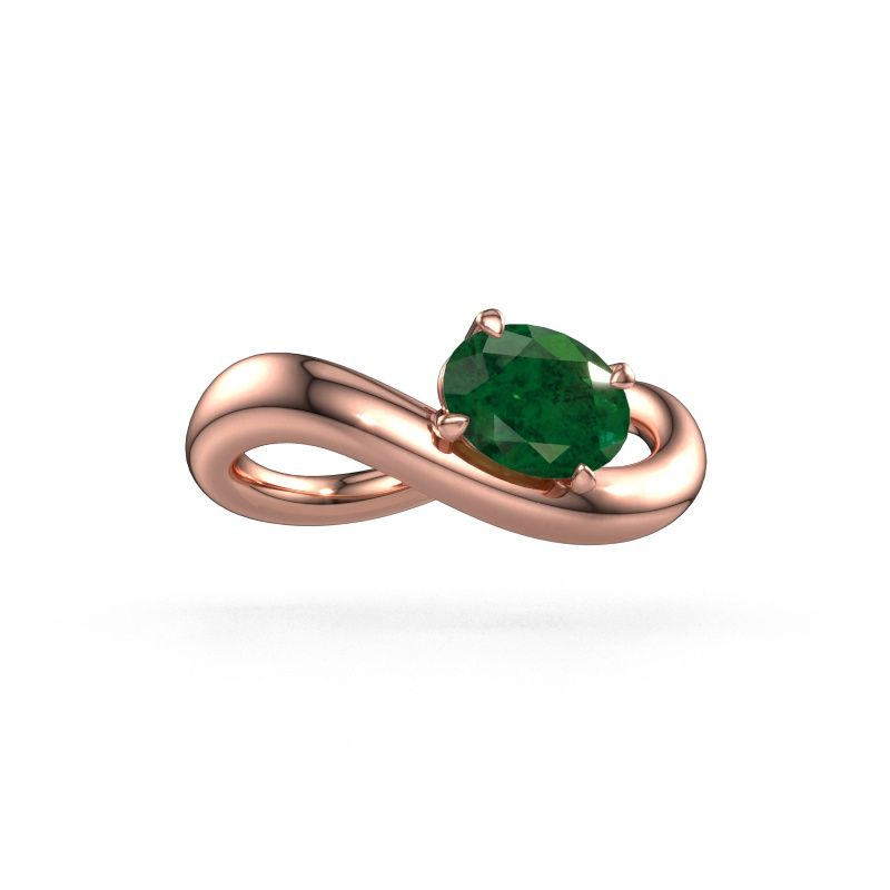 Bague de fiançailles Chloe OVL 585 or rose emeraude 7,5x5,5 mm