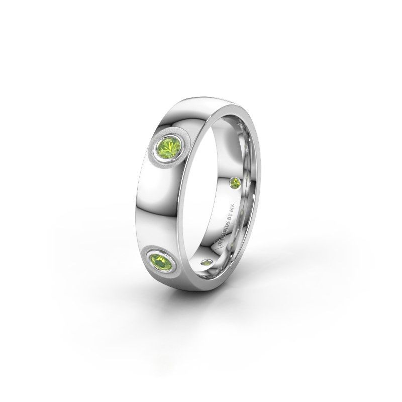 Image of Wedding ring WH0139L25BP<br/>585 white gold ±5x2 mm<br/>Peridot