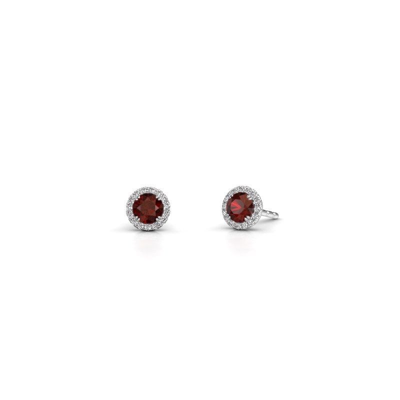Image of Earrings seline rnd<br/>950 platinum<br/>Garnet 4 mm
