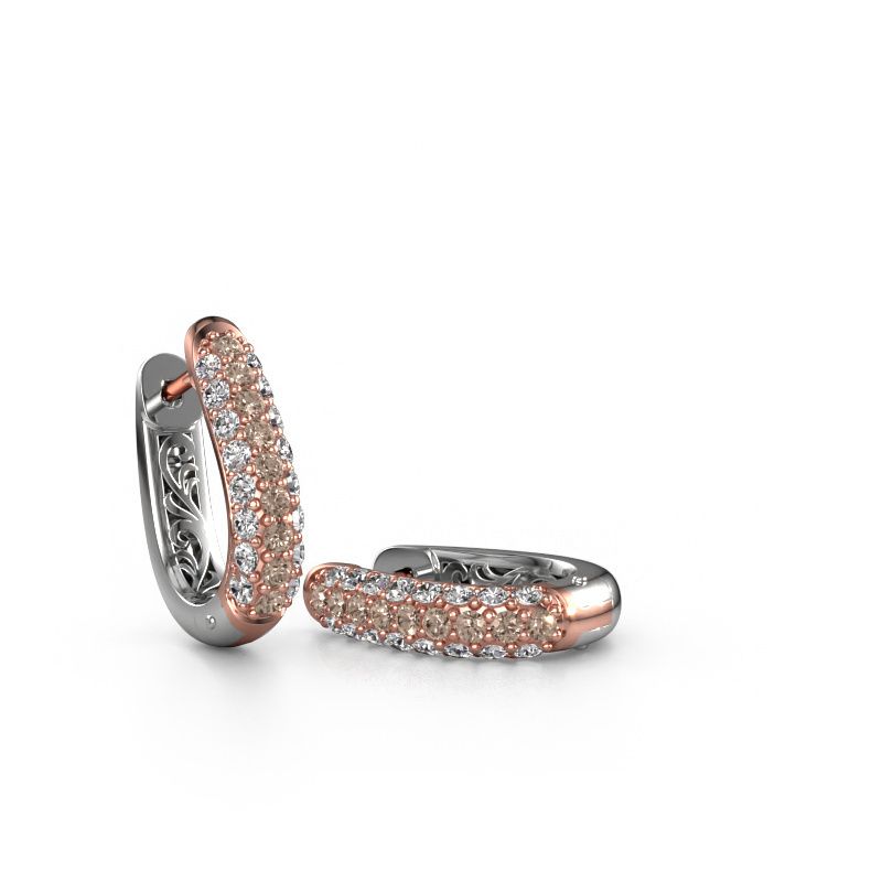 Créoles Danika 8.5 A 585 or rose diamant brun 0.98 crt