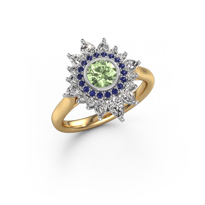Engagement ring Tianna 585 gold green lab grown diamond 5 mm
