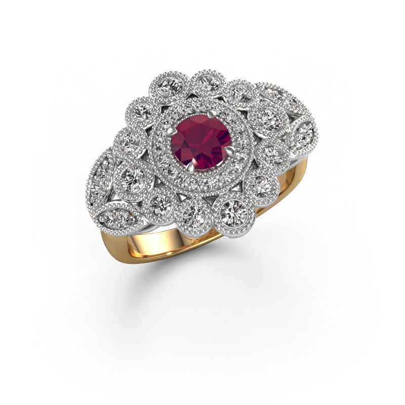 Ring Elia 585 goud rhodoliet 5 mm