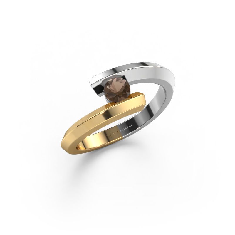 Ring Paulette 585 witgoud rookkwarts 3.4 mm