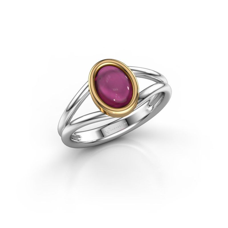 Afbeelding van Ring Lieselotte<br/>585 witgoud<br/>Rhodoliet 9x7 mm