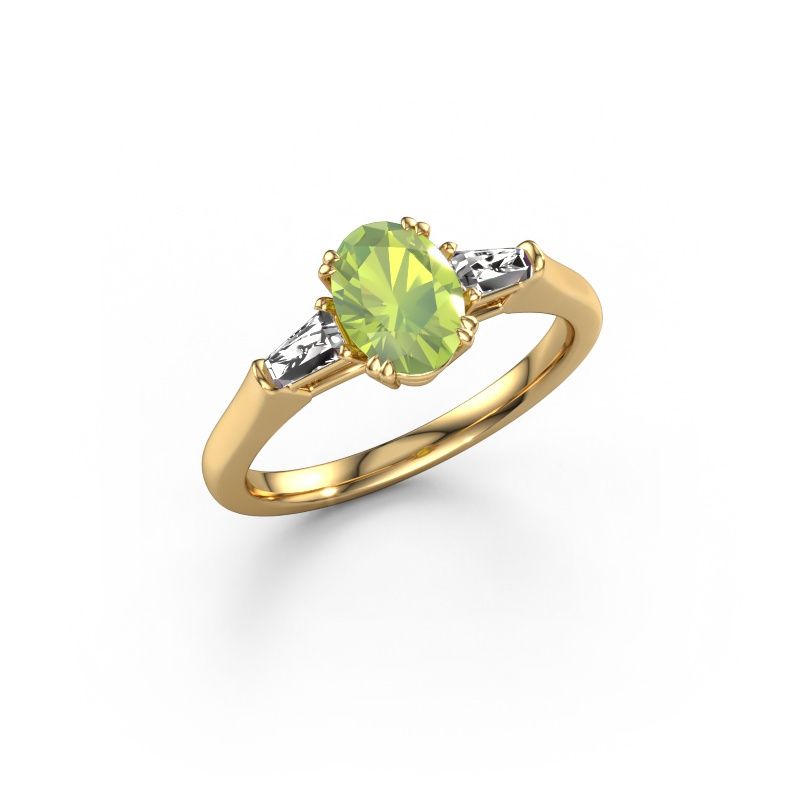 Engagement ring Indy OVL 585 gold peridot 8x6 mm