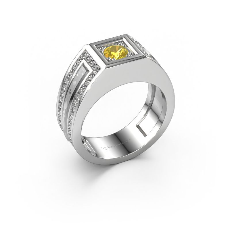 Heren ring Lando 585 witgoud gele saffier 4.7 mm