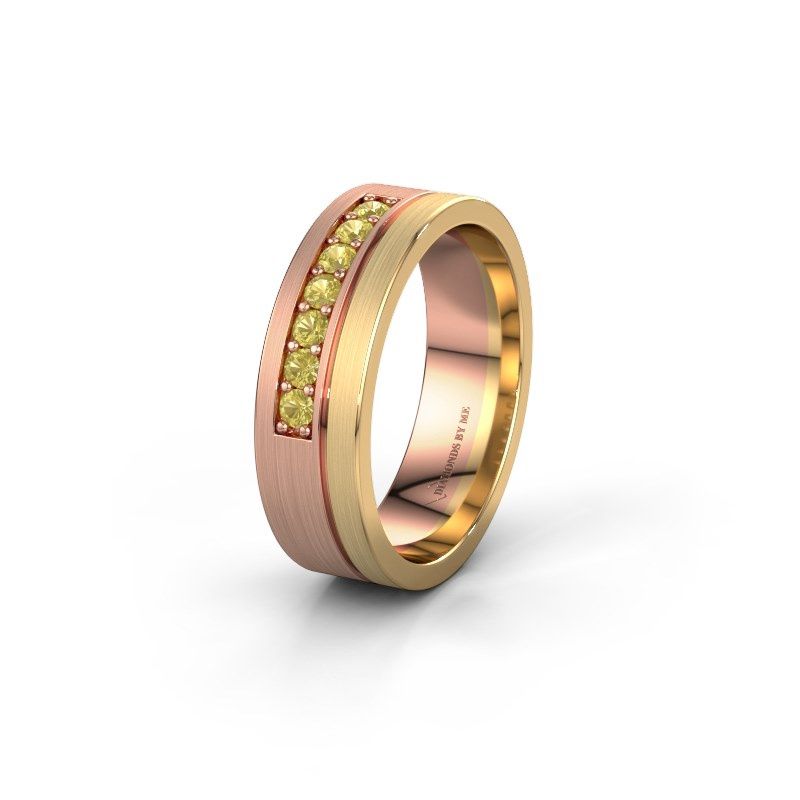 Afbeelding van Trouwring WH0312L16AM<br/>585 rosé goud ±6x1.7 mm<br/>Gele saffier