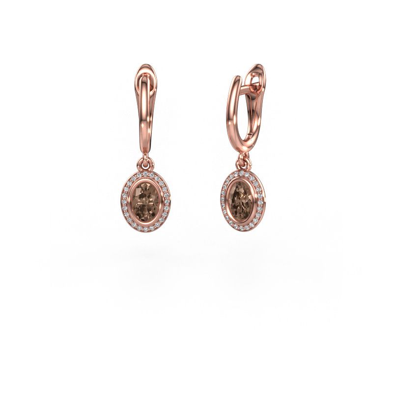 Pendants d'oreilles Noud OVL 585 or rose diamant brun 0.40 crt