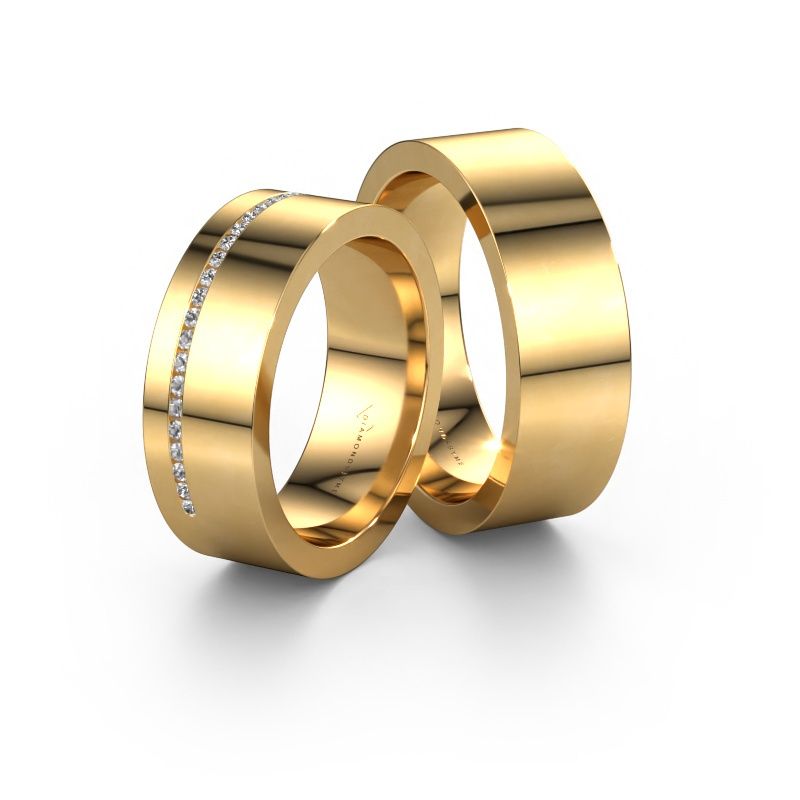 Wedding rings set WH0143LM17BP ±0.28x0.08 in 14 Carat gold diamond 0.008 crt