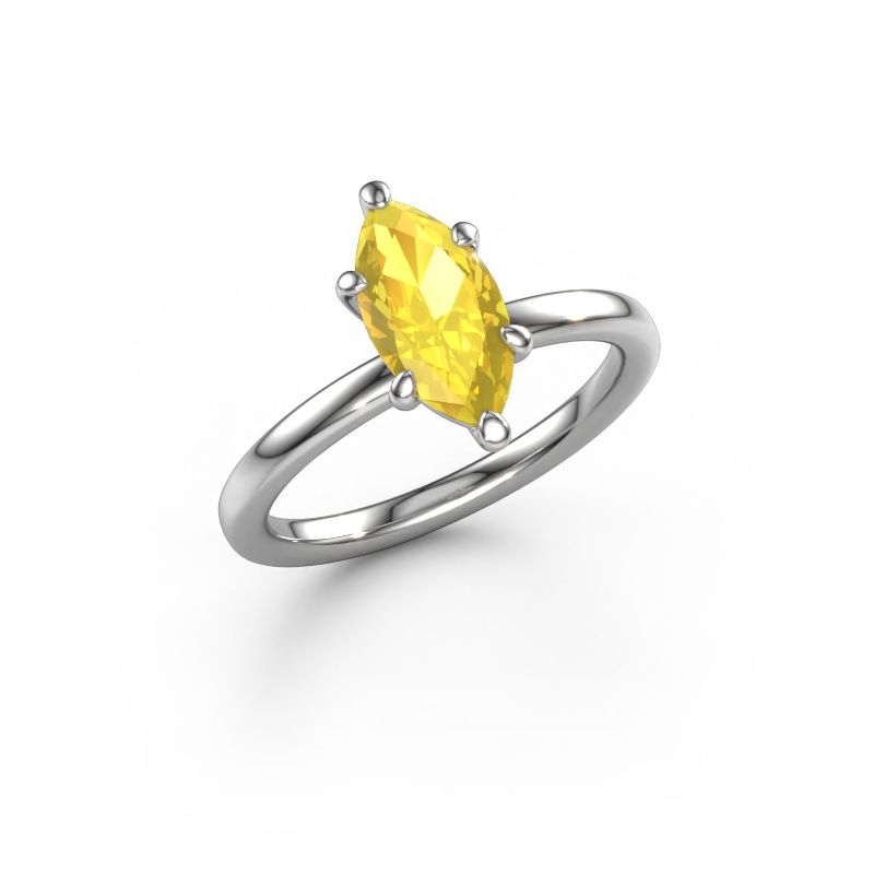 Verlovingsring Simone MRQ 1 950 platina gele saffier 11x5.5 mm